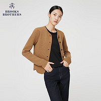 布克兄弟（BrooksBrothers）女新绵羊毛混纺扇贝型针织毛衣开衫 2001-褐色 XS