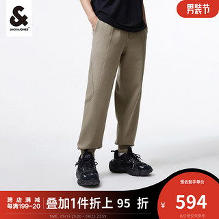 杰克·琼斯（JACK&JONES）秋季男装潮流休闲百搭束脚长裤简约舒适宽松针织运动卫裤男 卡其色 S