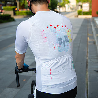 兰帕达 骑行服自行车男款短袖套装山地公路车自行车骑行服装备套装 白色兔短袖(升级款) 2XL码（适合体重：70-80kg）