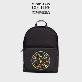 VERSACE 范思哲 Jeans Couture 男士V-EMBLEM刺绣双肩背包 黑色