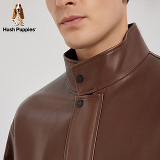 Hush Puppies暇步士男装时尚复古休闲廓形机车皮衣夹克 097黑色3 S