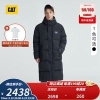 卡特彼勒CAT卡特男士户外休闲微皱感双开拉链设计长款羽绒服 黑色 S