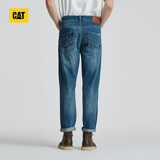 CAT卡特男士直筒磨损修补设计牛仔长裤 靛蓝 31