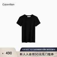 Calvin Klein Jeans女简约刺绣螺纹纯色短袖T恤40WJ217 BAE-太空黑 XS