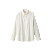 MUJI 無印良品 女士长袖衬衫 BC2F7C3A 粗格纹款 米白色格纹 XXL