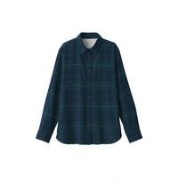 MUJI 無印良品 女士长袖衬衫 BC2F7C3A 粗格纹款 深绿色格纹 XS