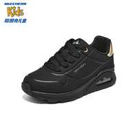 Skechers斯凯奇UNO女中大童板鞋儿童糖果鞋秋季舒适时尚青少年休闲鞋 全黑色/BBK 27.5