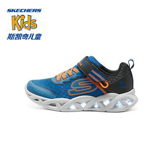 SKECHERS 斯凯奇 男童闪灯鞋儿童发光鞋舒适潮款运动鞋302339L 蓝色/黑色/BLBK 28.5码