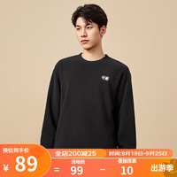 乔丹QIAODAN运动卫衣男2023宽松外套休闲套头衫针织潮流百搭圆领上衣 黑色 165/S