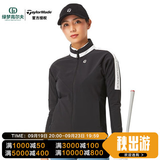 Taylormade泰勒梅高尔夫女修身中高领百搭长袖开衫抓绒夹克休闲运动保暖golf 黑色U21639 S