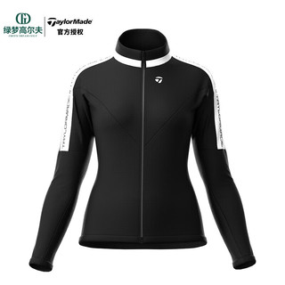 Taylormade泰勒梅高尔夫女修身中高领百搭长袖开衫抓绒夹克休闲运动保暖golf 黑色U21639 S