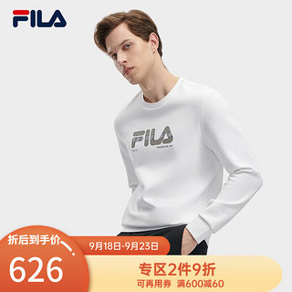 FILA 斐乐男子针织套头衫基础简约休闲舒适卫衣 标准白-WT 175/96A/L