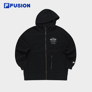 FILA FUSION斐乐潮牌针织连帽外套男2023冬时尚简约纯棉上衣 正黑色-BK 165/88A/S