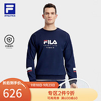 斐乐（FILA） 男子套头卫衣简约网球运动圆领长袖上衣 RD宝蓝-NV 180/100A/XL