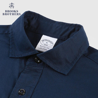 Brooks Brothers BrooksBrothers）男士新纯棉翻领双口袋长袖休闲衬衫 4004-藏青色 L