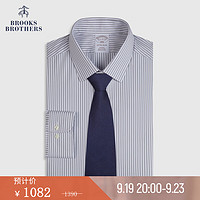 布克兄弟（BrooksBrothers）男新牛津纺免烫超修身条纹正装衬衫 0007-灰色条纹 15/2/H