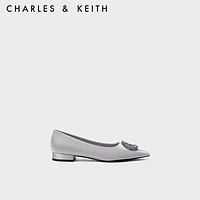 CHARLES&KEITH金属饰浅口尖头时尚单鞋女CK1-70900484 Silver银色 35