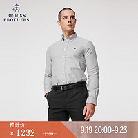 布克兄弟（BrooksBrothers）男新牛津纺扣结领修身长袖休闲衬衫 0007-灰色 M