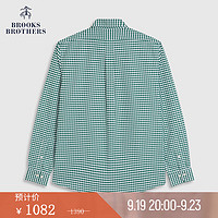 布克兄弟（BrooksBrothers）男士宽距领格纹修身免烫休闲衬衫 3003-绿色格纹 S