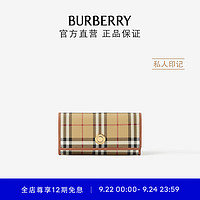 BURBERRY 博柏利 女士 格纹拼皮革长款钱夹80704141