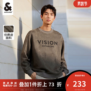 杰克·琼斯（JACK&JONES）冬男时尚百搭简约字母仿麂皮宽松长袖卫衣男 223433090 深褐色-E05 180/100A/L