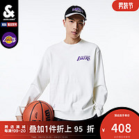 杰克·琼斯（JACK&JONES）秋季男装NBA联名湖人上衣毛衣圆领针织衫打底衫毛衫线衫男士 白色 165/88A/XS