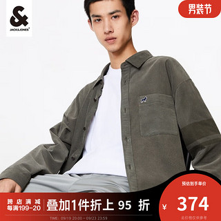 杰克·琼斯（JACK&JONES）秋季男士简约宽松舒适百搭休闲翻领长袖衬衫外套2233OS006 草绿色 180/100A/L