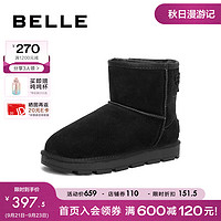 BeLLE 百丽 舒适保暖雪地靴女23冬季棉鞋东北靴加绒短靴B1583DD3 黑色 35