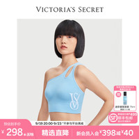 VICTORIA'S SECRET 针织logo斜肩镂空时尚运动文胸内衣女舒适修身无钢圈胸罩 93L6天蓝色 11240869 M