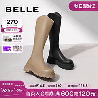 BeLLE 百丽 显瘦弹力靴女粗跟增高长筒靴A1V1DDG3