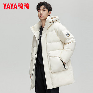 鸭鸭（YAYA）羽绒服男中长款冬季加厚连帽休闲时尚百搭保暖外套Y 燕麦色 165/84A(S)