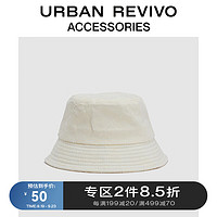 URBAN REVIVO季女士气质提花暗纹肌理渔夫帽UAWA32243 米白 F