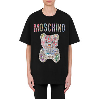 MOSCHINO莫斯奇诺女士Jeweled Teddy Bear平纹针织大码T恤 L