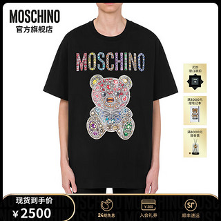 MOSCHINO莫斯奇诺女士Jeweled Teddy Bear平纹针织大码T恤 L