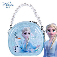 PLUS会员：Disney 迪士尼 手提包 儿童包包冰雪艾莎公主斜挎包 时尚流动流沙包面洋气女孩女童单肩背包 蓝色女孩生日礼物