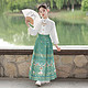2023中国风古装马面裙套装小女孩薄款汉服裙秋冬季女装套装 浅绿色 160cm
