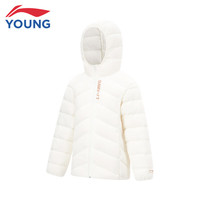 李宁 LI-NING童装儿童羽绒服男女小大童防泼水轻薄防风保暖科技85%鸭绒运动短款外套YYMT161-1乳白色140