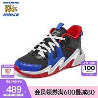 Skechers斯凯奇篮球鞋男童运动鞋冬联名款全革面大童鞋406054L 黑色/多彩色/BKMT 39.5码