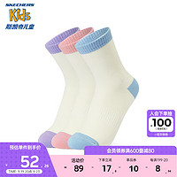斯凯奇女童运动袜子20233对装舒适3A级儿童中筒袜L323G060 荷兰运河蓝/03S9 XL（20-22cm）