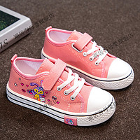迪士尼（Disney）女童鞋秋季儿童帆布鞋低帮休闲运动板鞋中大童女孩卡通布鞋潮 粉红色 26码