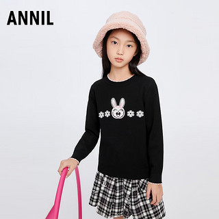 Annil 安奈儿 童装女童圆领长袖针织衫