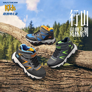 SKECHERS 斯凯奇 棉鞋秋冬季保暖外出行山系列防滑鞋2023中帮户外雪地靴 海军蓝色/柠檬色/NVLM 27.5