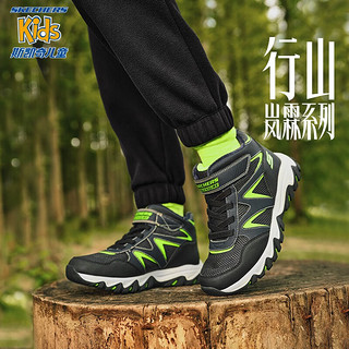 SKECHERS 斯凯奇 棉鞋秋冬季保暖外出行山系列防滑鞋2023中帮户外雪地靴 海军蓝色/柠檬色/NVLM 27.5