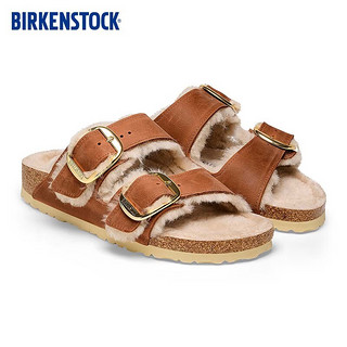 BIRKENSTOCK软木拖鞋大巴扣毛毛鞋Arizona Big Buckle系列 棕色窄版1025441 36