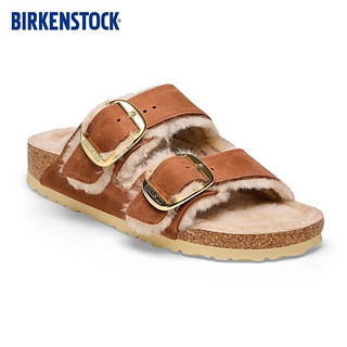 BIRKENSTOCK软木拖鞋大巴扣毛毛鞋Arizona Big Buckle系列 棕色窄版1025441 36