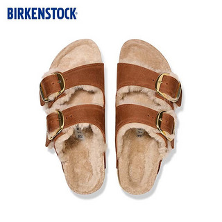 BIRKENSTOCK软木拖鞋大巴扣毛毛鞋Arizona Big Buckle系列 棕色窄版1025441 36