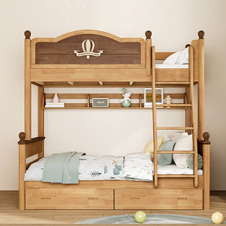 顾家家居（KUKA）上下层实木床高低床儿童床上下铺双层子母床成人上下铺床全实木床 1.35M单床 + 上下床垫+抽屉*2