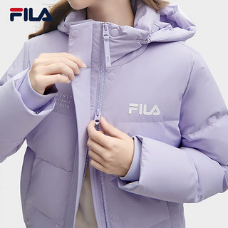 FILA 斐乐 女士长款羽绒服休闲基础简约连帽上衣 薰衣草浅紫-PU 170/88A/L