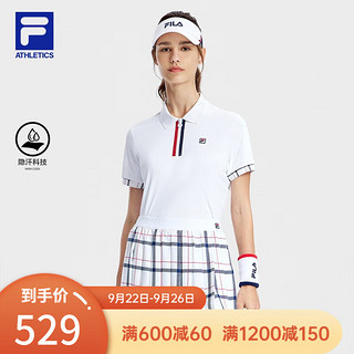 斐乐（FILA）女子针织短袖POLO衫网球运动上衣 玉石白-WT 160/80A/S