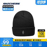 SKECHERS 斯凯奇 黑色运动帽男女同款针织帽子时尚简约百搭L423U048